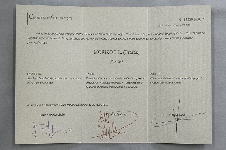 Morizot-Freresの鑑定書